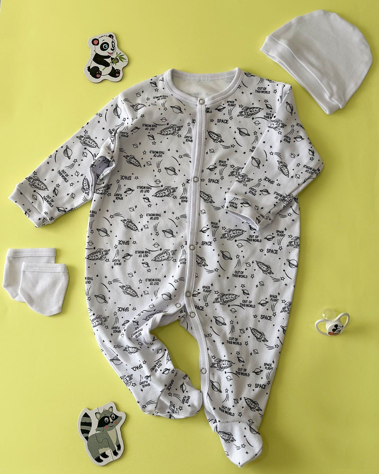 Grenouillère Bébé – Blanc Galaxie